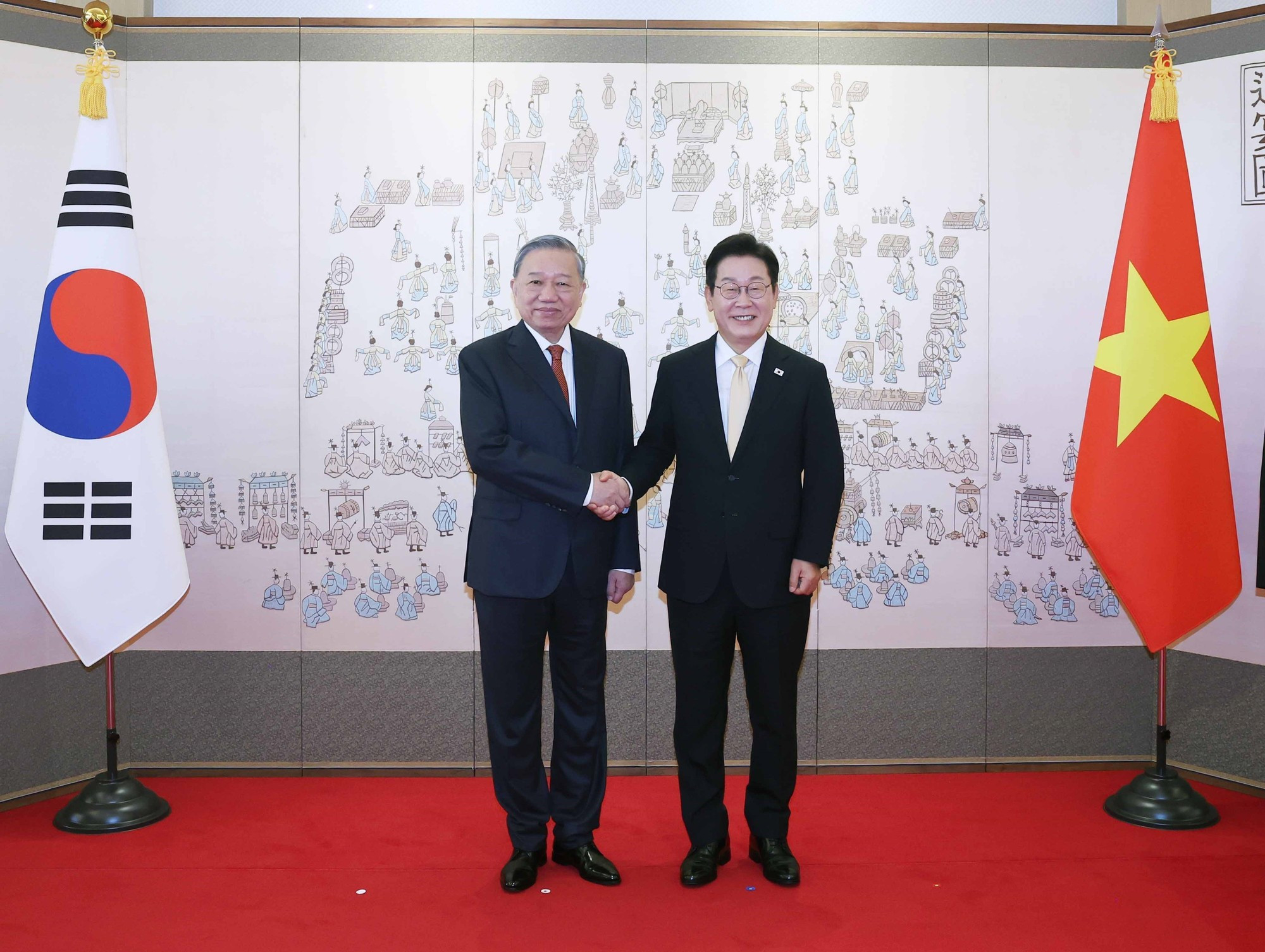 El secretario general del PCV, To Lam, y el presidente surcoreano, Lee Jae -myung. El secretario general del PCV, To Lam, y el presidente surcoreano, Lee Jae -myung.