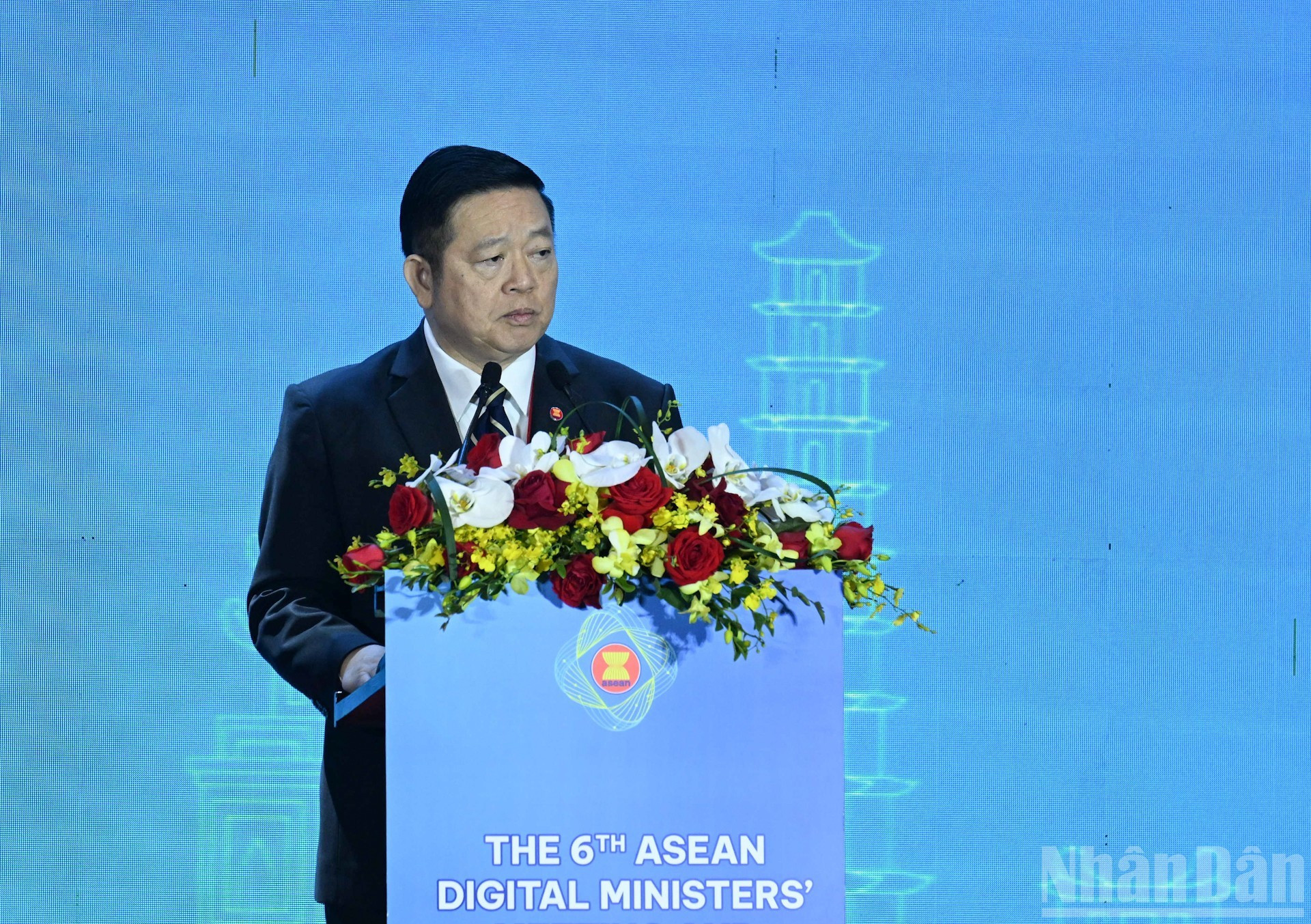 El secretario general de la Asean, Kao Kim Hourn, habla en el evento.