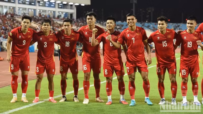 La selección de fútbol masculino de Vietnam. 