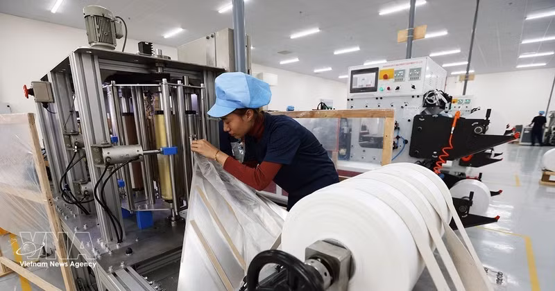 Cadena de producción en la empresa Malpensa Plant Vietnam, con 100% capital japonés. (Foto: VNA)