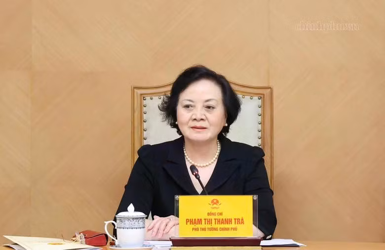 La viceprimer ministra, Pham Thi Thanh Tra, habla en la cita.