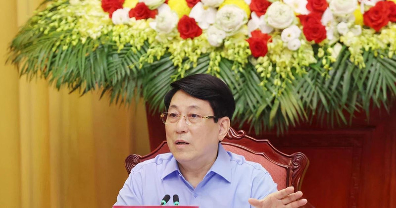 El presidente Luong Cuong interviene en la reunión. (Fuente: VNA) 