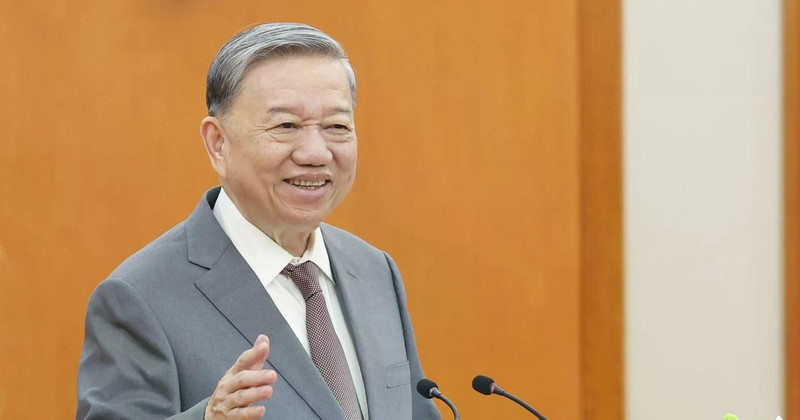 El secretario general del Partido Comunista de Vietnam (PCV), To Lam, habla en el evento. (Fuente: VNA) 