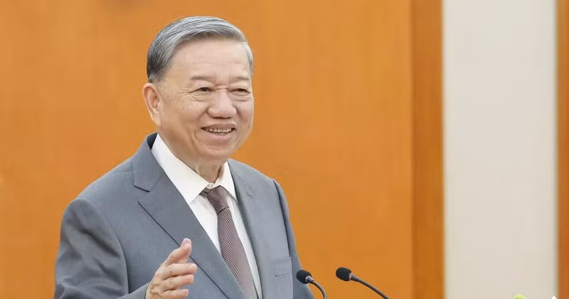 El secretario general del Partido Comunista de Vietnam (PCV), To Lam, habla en el evento. (Fuente: VNA) 