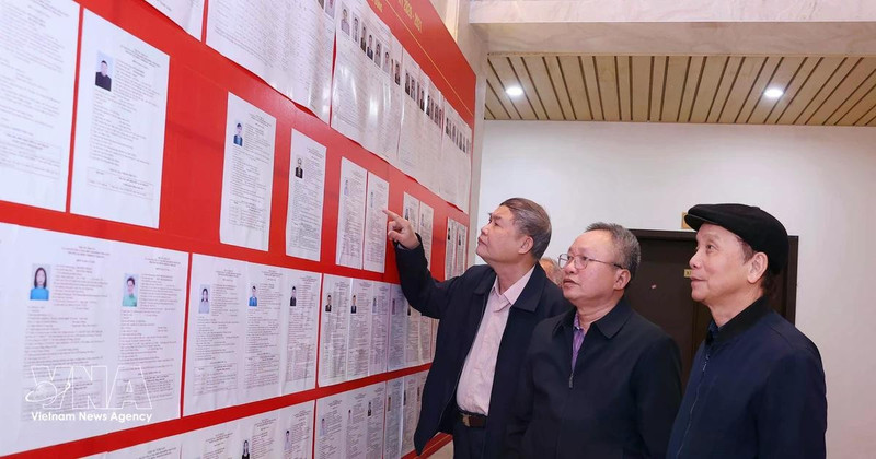 Votantes leen biografias de los candidatos. (Foto: VNA)