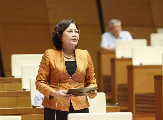La gobernadora del Banco Estatal de Vietnam, Nguyen Thi Hong, habla en la cita (Fuente: VNA) 