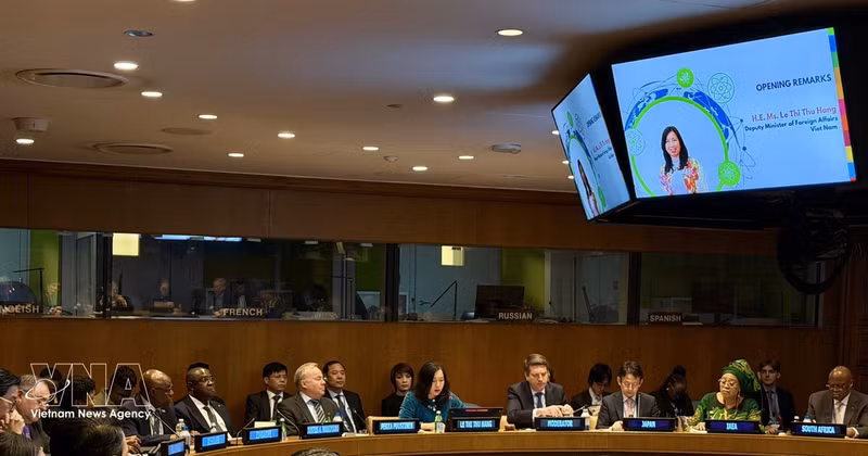 La viceministra de Relaciones Exteriores, Le Thi Thu Hang, interviene en la apertura. (Foto: VNA)