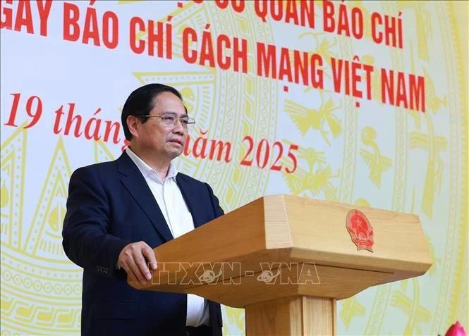 El primer ministro de Vietnam, Pham Minh Chinh, interviene en la cita (Foto: VNA)