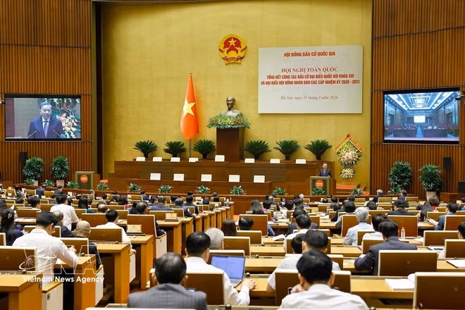 Conferencia nacional de balance de las elecciones de los diputados de la Asamblea Nacional de la XVI Legislatura y de los Consejos Populares de todos los niveles para el período 2026–2031. (Foto: VNA)
