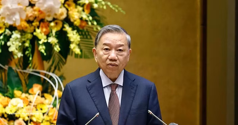 El secretario general del Partido Comunista de Vietnam, To Lam, habla en la cita (Foto: VNA)