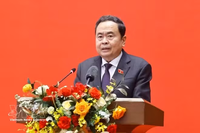 El presidente de la Asamblea Nacional, Tran Thanh Man, habla en el evento. (Fuente: VNA)