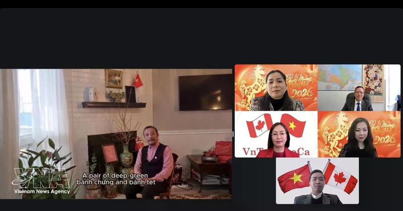Representantes de asociaciones vietnamitas en Canadá participaron en el programa en línea del Festival de Primavera (Fuente: VNA)