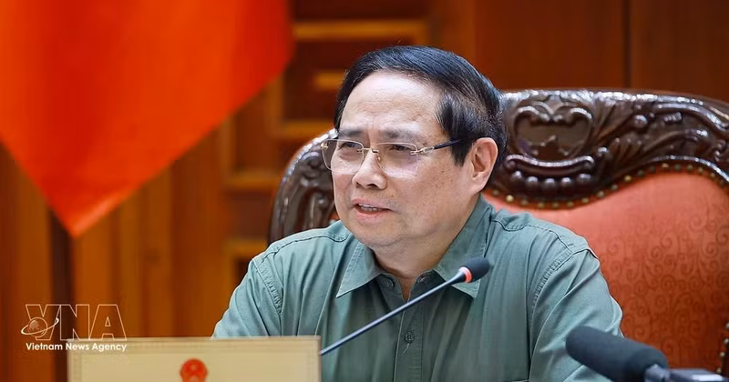 El primer ministro de Vietnam, Pham Minh Chinh, habla en la cita (Fuente: VNA)