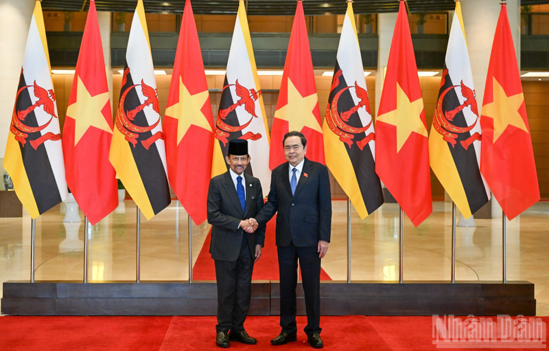 El presidente de la ANV, Tran Thanh Man, y el sultán de Brunéi Darussalam, Haji Hassanal Bolkiah.