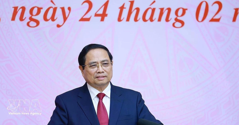 El primer ministro de Vietnam, Pham Minh Chinh, interviene en el evento.