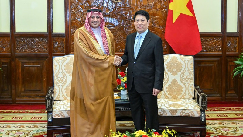 El presidente de Vietnam, Luong Cuong, recibe al embajador de Arabia Saudita, Mohammed Ismaeil A. Dahlwy.