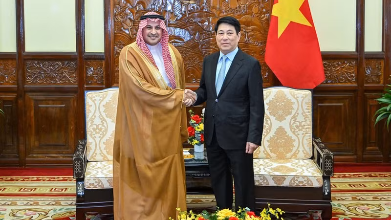 El presidente de Vietnam, Luong Cuong, recibe al embajador de Arabia Saudita, Mohammed Ismaeil A. Dahlwy.