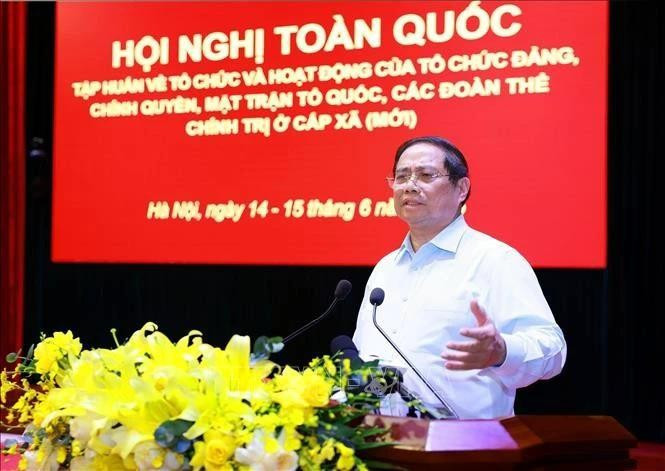 El primer ministro de Vietnam, Pham Minh Chinh, interviene en la cita (Foto: VNA) 
