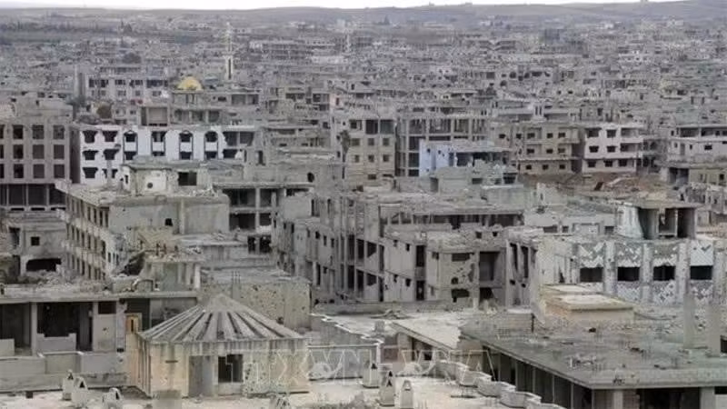 Los edificios en la ciudad de Daraa, Siria, han sido destruidos por los combates. (Foto: Xinhua/VNA)