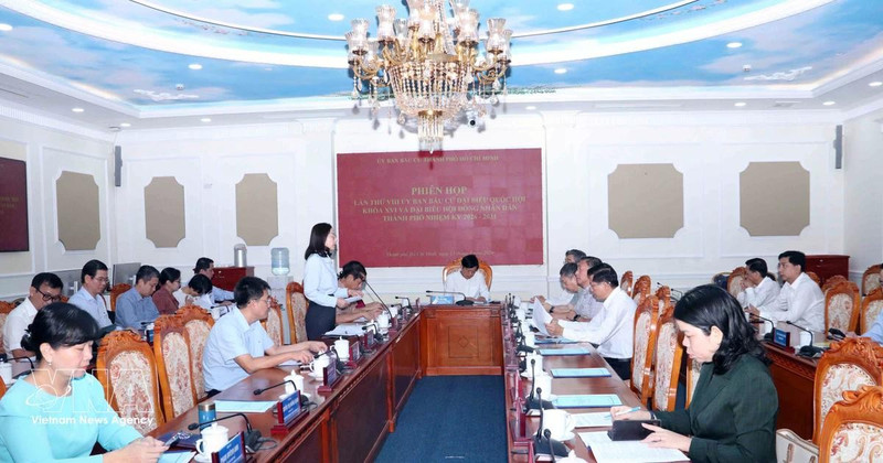 Durante la reunión del Comité Electoral de Ciudad Ho Chi Minh (Foto: VNA)