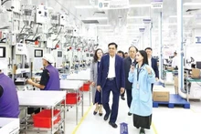Una delegación del Comité Popular provincial de Nghe An inspecciona la producción y las actividades comerciales en el Parque Industrial, Urbano y de Servicios VSIP de Nghe An. (Foto: Nhan Dan)