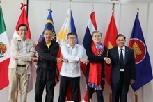 Los embajadores del ACMC posan para una foto grupal en la ceremonia de entrega. (Foto: VNA)