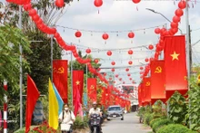 Una carretera rural en la comuna de Tra Con, provincia de Vinh Long, engalanada con banderas y flores, refleja el ambiente festivo y de expectación ante la próxima jornada electoral. (Foto: VNA)