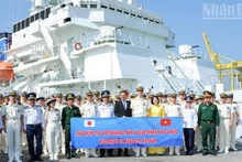 En la ceremonia de bienvenida al buque patrullero Akitsushima de la Guardia Costera de Japón. (Foto: Nhan Dan)