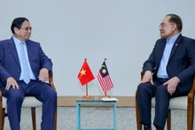El primer ministro de Vietnam, Pham Minh Chinh, sostiene un encuentro con su homólogo malasio, Anwar Ibrahim, durante su participación en la Cumbre Ampliada de los BRICS en Río de Janeiro, Brasil. (Fuente: VGP)