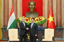 El presidente de Vietnam, Luong Cuong, recibe al titular del Parlamento de Hungría, Laszlo Kover. (Foto: Nhan Dan)