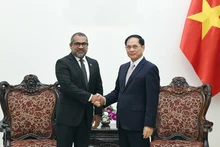El viceprimer ministro vietnamita Bui Thanh Son y el ministro de Asuntos Exteriores de Maldivas, Abdulla Khaleel. (Foto: Cancillería)