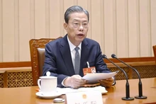 Zhao Leji, miembro del Comité Permanente del Buró Político del Comité Central del Partido Comunista de China y presidente del Comité Permanente de la Asamblea Popular Nacional. (Foto: VNA)