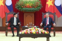 El secretario general del Partido Comunista de Vietnam, To Lam, recibe al secretario general del Partido Popular Revolucionario de Laos y presidente del país, Thongloun Sisoulith. (Foto: Nhan Dan)