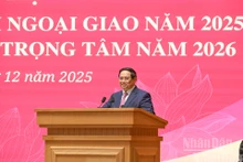 El primer ministro Pham Minh Chinh interviene en la conferencia. (Foto: Nhan Dan)