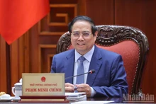 El primer ministro de Vietnam, Pham Minh Chinh, interviene en la reunión. (Foto: Nhan Dan)