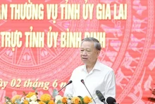 El secretario general del Partido Comunista de Vietnam (PCV), To Lam, interviene en la reunión. (Foto: VNA)