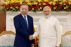 El secretario general del Partido Comunista y presidente de Vietnam, To Lam, y el primer ministro de la India, Narendra Modi. (Foto: VNA)