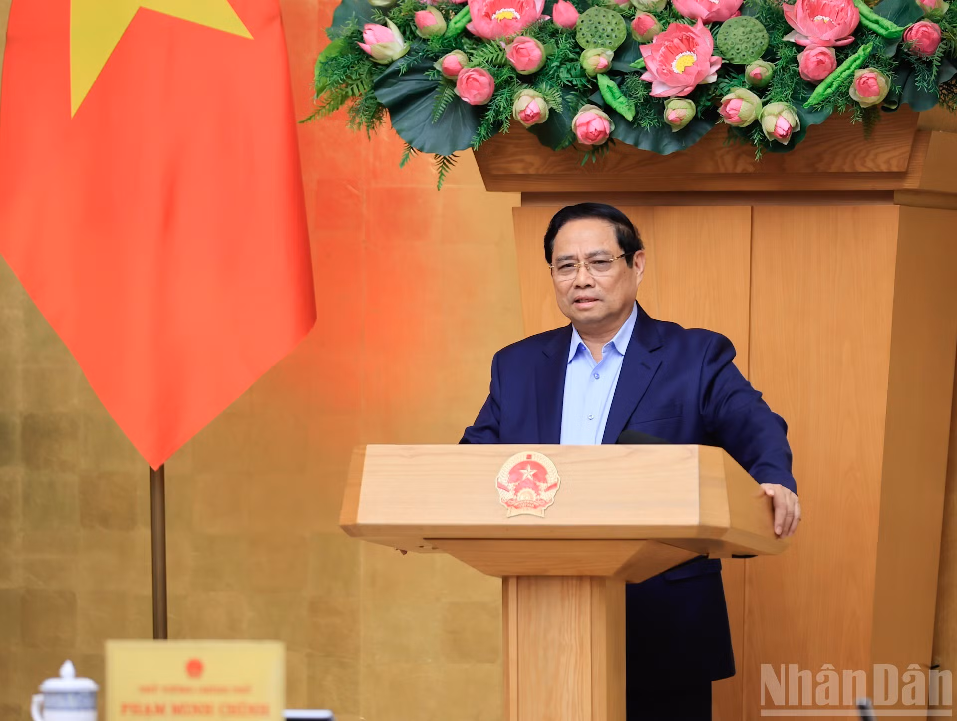El primer ministro de Vietnam, Pham Minh Chinh, habla en la cita.