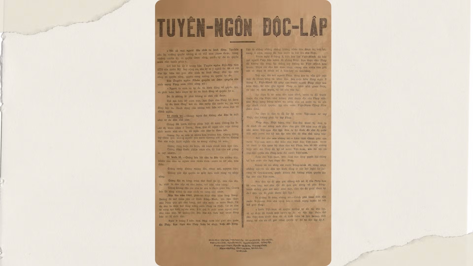 La Declaración de Independencia de la República Democrática de Vietnam. (Foto: Museo Ho Chi Minh, sucursal de Ciudad Ho Chi Minh)