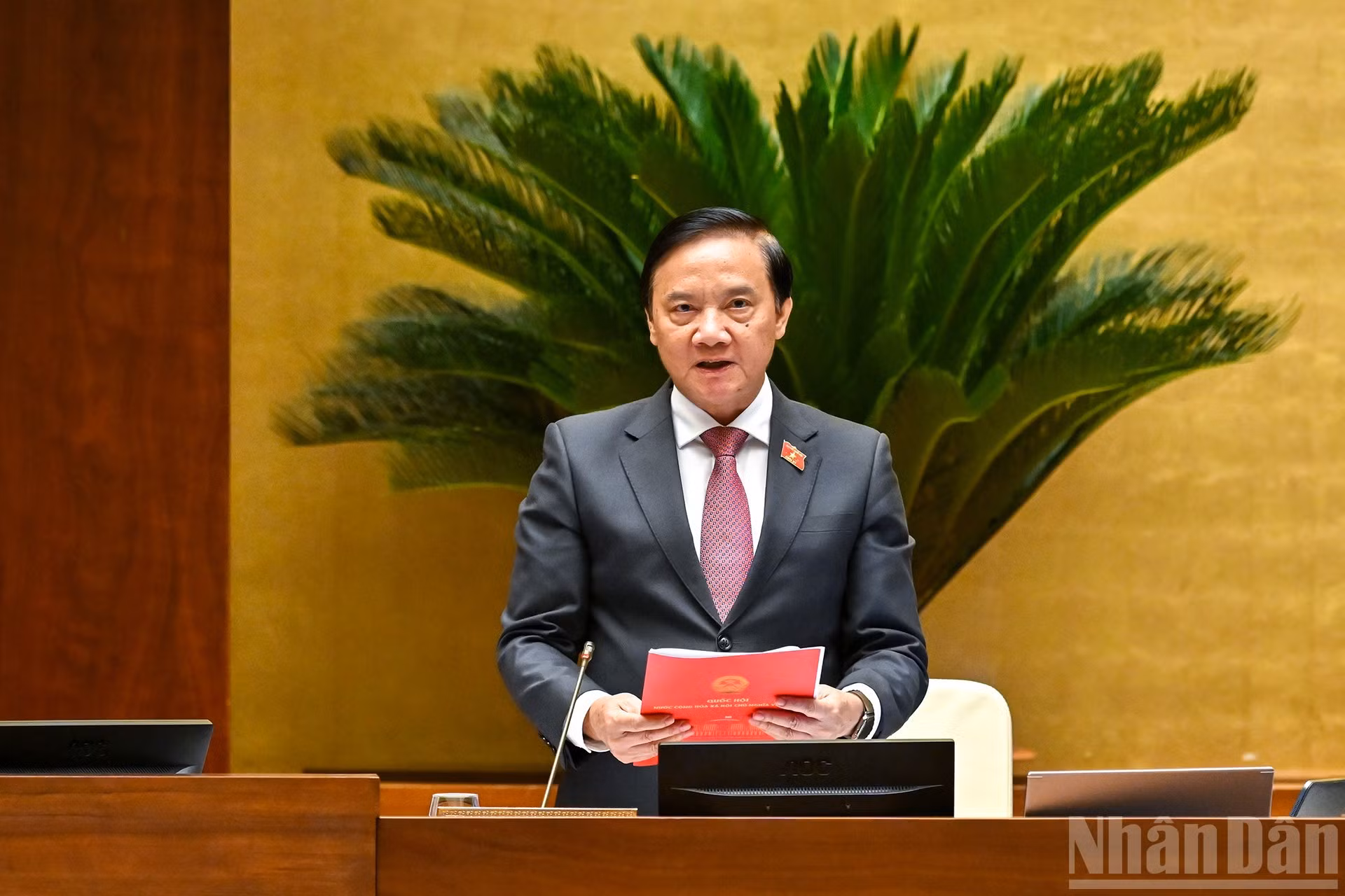 Nguyen Khac Dinh, vicepresidente de la Asamblea Nacional dirige la sesión.