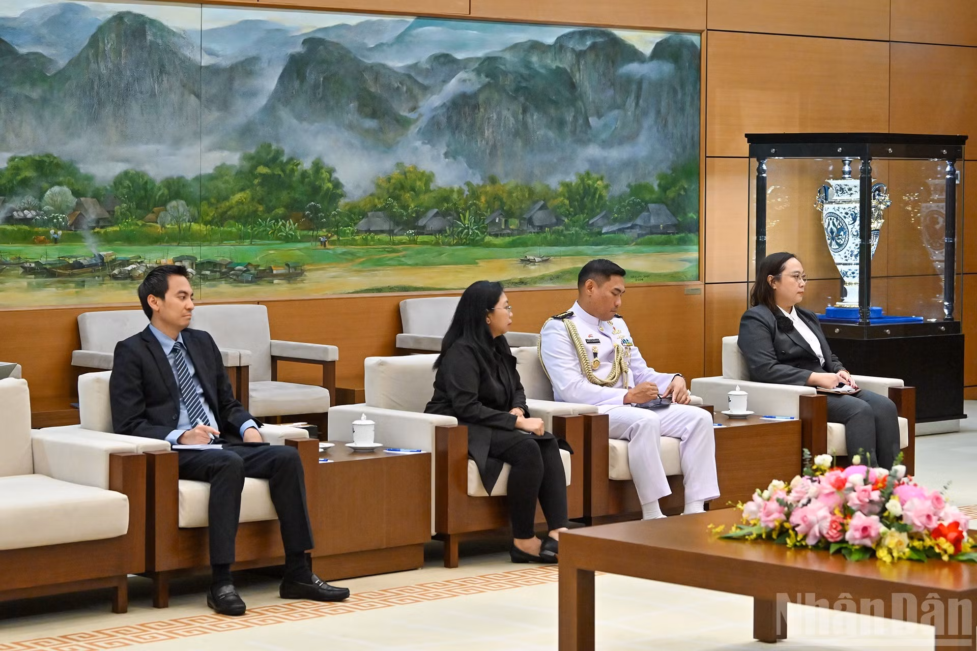 La delegación indonesia en la recepción.