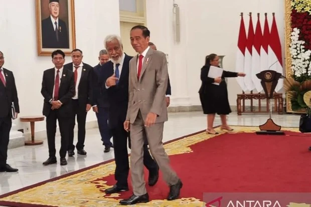El presidente Joko Widodo y el primer ministro de Timor-Leste, Xanana Gusmao. (Foto: ANTARA)