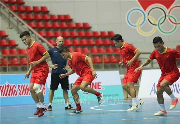 Una jornada de entrenamiento de la selección vietnamita de fútbol sala (Foto: VNA)