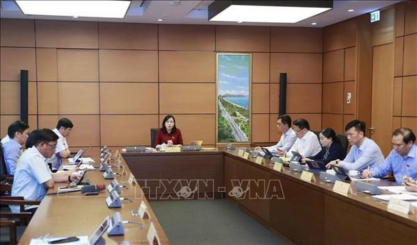 Delegación de la Asamblea Nacional discutie en grupo. (Foto: VNA)