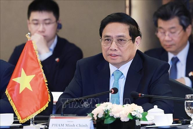 El primer ministro vietnamita en el evento. (Foto: VNA)