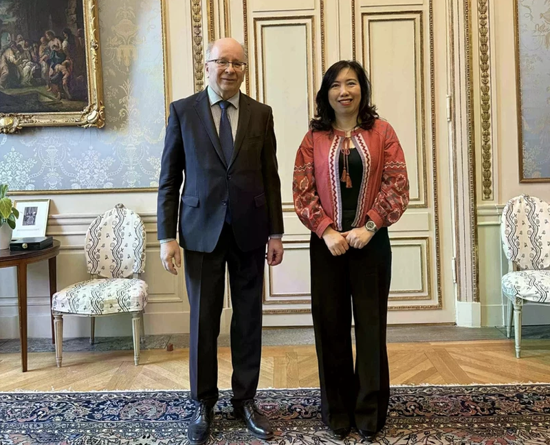La viceministra de Relaciones Exteriores de Vietnam Le Thi Thu Hang se reúne con el secretario de Estado del Ministerio de Relaciones Exteriores de Suecia, Dag Hartelius (Foto: baoquocte.vn)