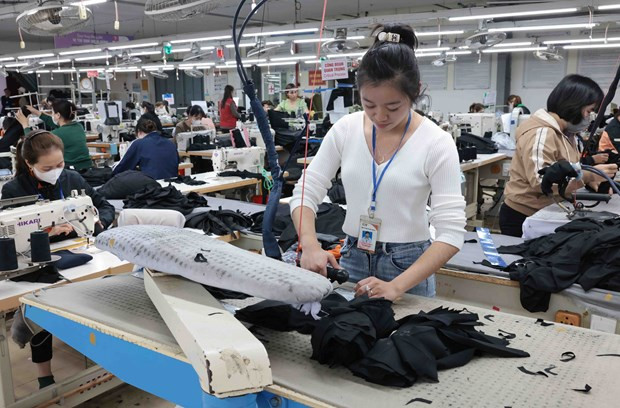 En la empresa textil y de confección TDT, comuna de Diem Thuy, distrito de Phu Binh. (Foto: VNA)