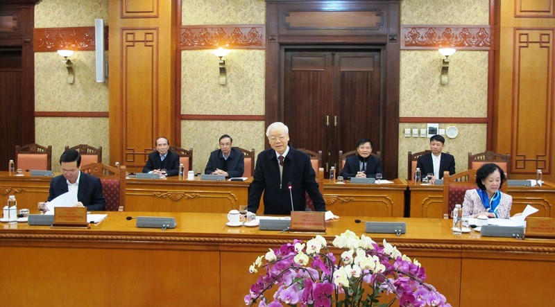 El secretario general del PCV, Nguyen Phu Trong, habla en el evento. (Fotografía: Nhan Dan)
