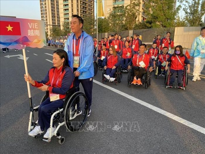 Delegación vietnamita en los IV Para Juegos Asiáticos (Asian Para Games 2023). (Foto: VNA)