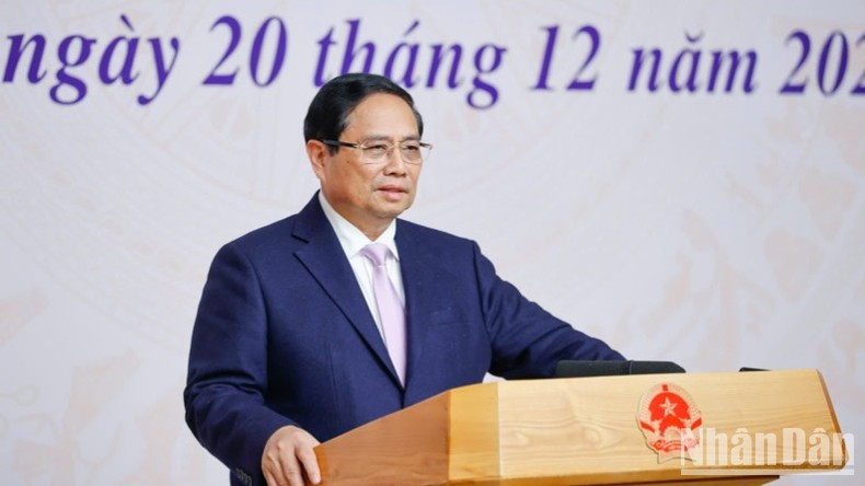 El primer ministro vietnamita, Pham Minh Chinh, habla en el evento. (Foto: Nhan Dan)